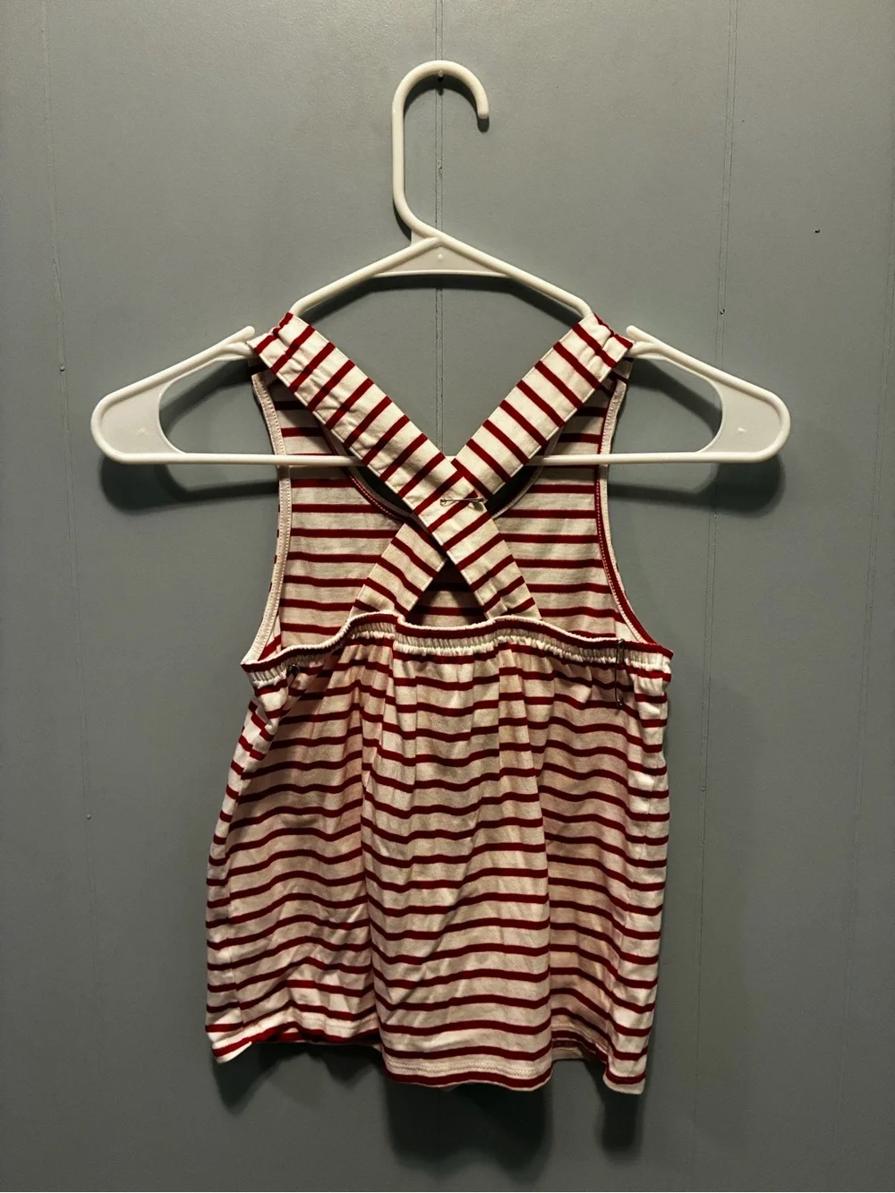 Source Unknown Red and White Striped Kids Tank Top